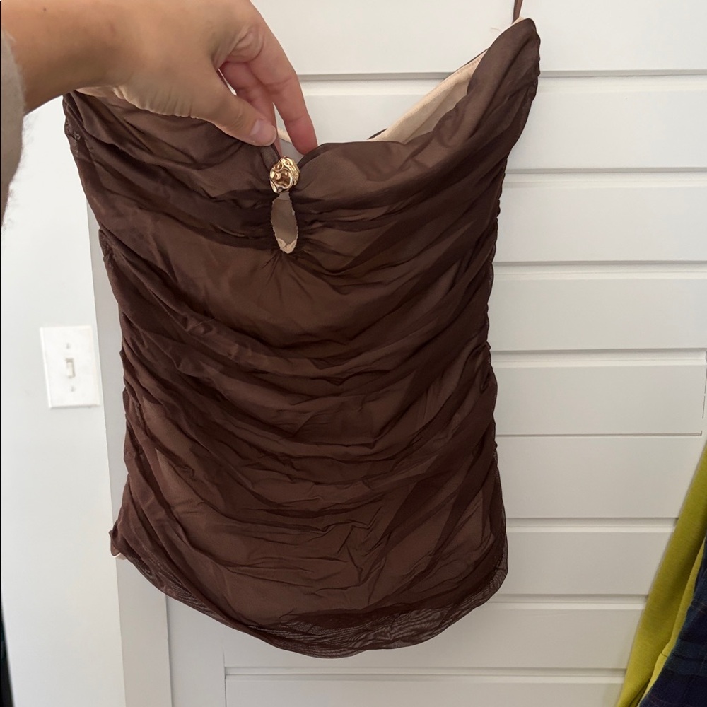 Reformation Chocolate Strapless Top